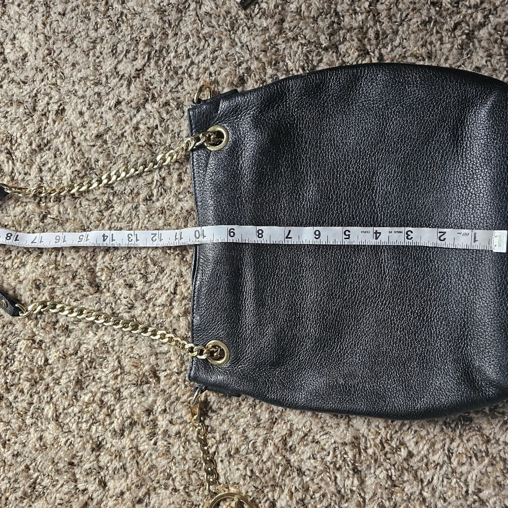 Michael Kors Black Grain Leather Golden Charm Shoulder Bag‎